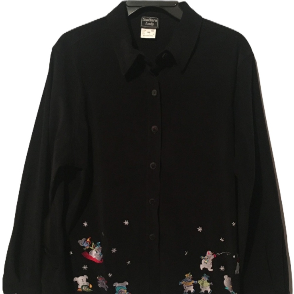 Southern Lady Christmas Blouse Shirt Snowmen Fun